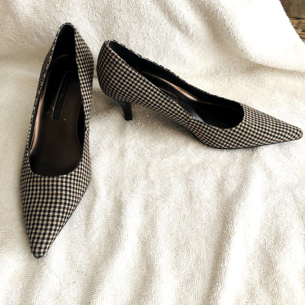 Bandolino houndstooth plaid low heel sz 5